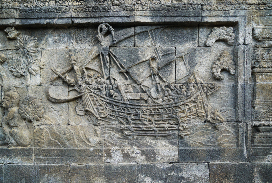 보로부두르 사원 탑에 조각된 고대선박